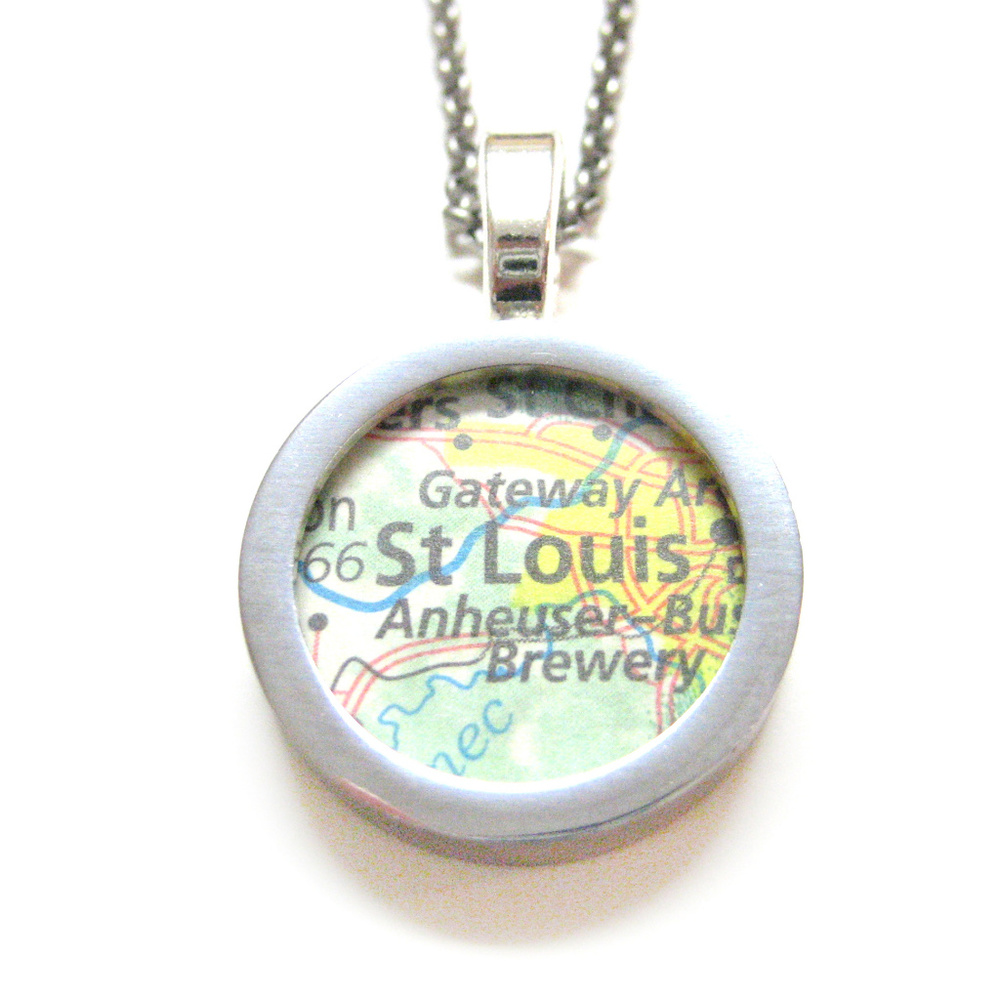 St. Louis Missouri Map Pendant Necklace